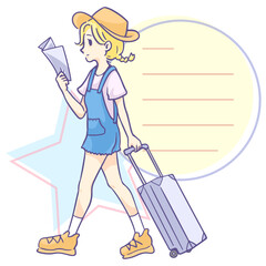 girl and suitcase illustration