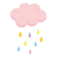 pink rain cloud and drops