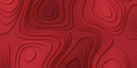 Abstract design with Paper cut red color background with geometric shapes and place for text. Vector illustration .Modern design with wood texture background in this design .Vector topographic .