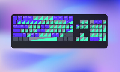 Keyboard buttons layout template with letters for motion designer. Hotkey combination, Shortcut key