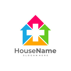 House Medical Logo Template Design. Health Plus Home Logo Vector.