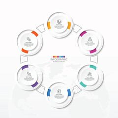 Basic circle infographic with 6 steps, process or options.
