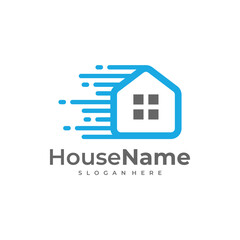 Fast House logo designs concept vector. Tech Home logo template