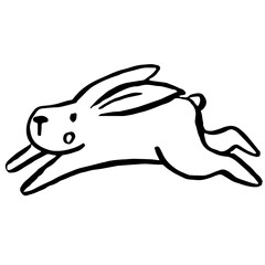 Textured hand drawn ink running hare rabbit christmas illustration 