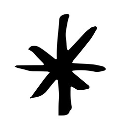 Textured hand drawn ink asterisk snowflake star christmas illustration 