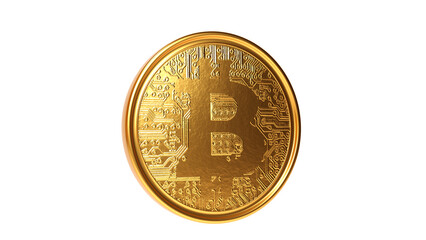 Bitcoin Crypto currency Gold BTC isolated on white background Blockchain technology 3d rendering