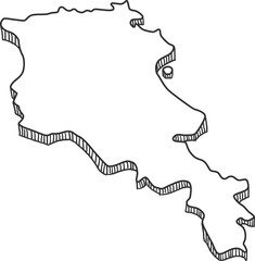 Hand Drawn of Armenia 3D Map.
