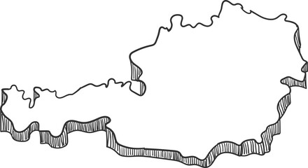 Hand Drawn of Austria 3D Map.