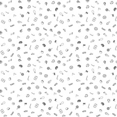 Seamless sport pattern. Doodle vector with sport icons. Vintage sport background