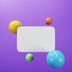 3d illustration chat bubble with purple background on 3d rendering