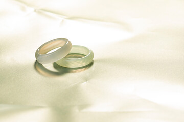 Two wedding rings. Love concept. 