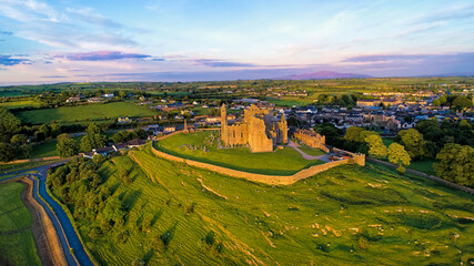 The Rock of Cashel, one of Ireland’s top attractions, group of Medieval buildings set on limestone.