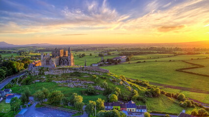 The Rock of Cashel, one of Ireland’s top attractions, group of Medieval buildings set on...