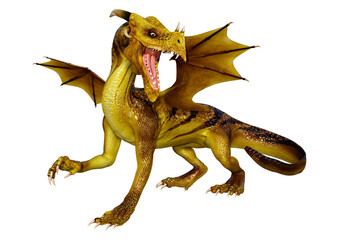 Fototapeta premium 3D Rendering Fairy Tale Dragon on White