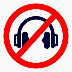 No headphones. Music is not. Don't listen to music. Vector icon.
