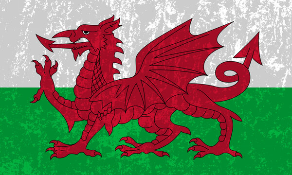Wales flag, official colors and proportion. Vector illustration.
