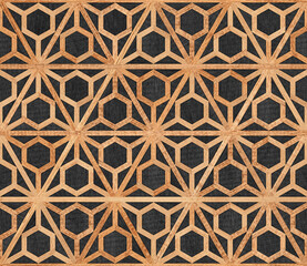 Black and brown seamless wooden background with repeat pattern.  Traditional japanese pattern. - 535205758