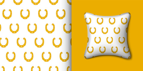 Horseshoe seamless pattern with pillow. Vector illustration
