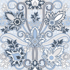 Paisley seamless pattern with patchwork background.