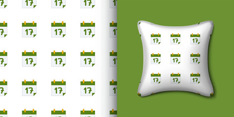 Calender seamless pattern with pillow. Vector illustration