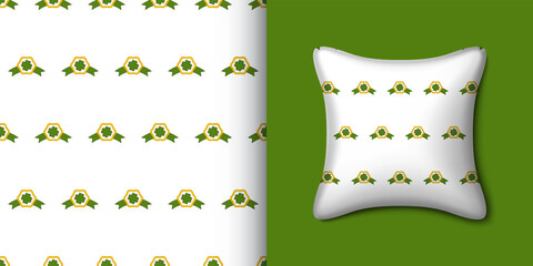 Clover badge seamless pattern with pillow. Vector illustration
