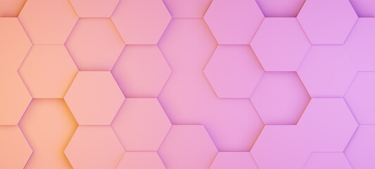Hexagonal background with pink hexagons, abstract futuristic geometric backdrop or wallpaper with copy space for text