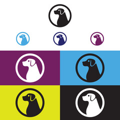 Circle dog animal vector logo design