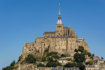 Obraz premium Beautiful view of famous historic Le Mont Saint-Michel Abbey, Normandy, France
