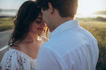 Fototapeta premium Happy couple. Wedding photo. Couple in love. Bride and groom. High quality photo