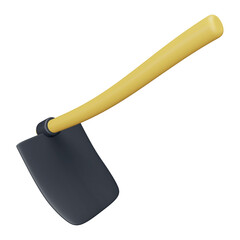 Hoe 3d rendering isometric icon.