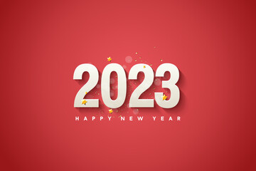 Happy new year 2023 with cute transparent bubble background.