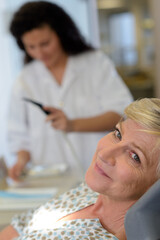 portrait of mature woman during medical appointment