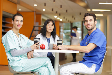 a medical team having lunch