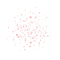 Placer rose gold glitter confetti on white background. Vector