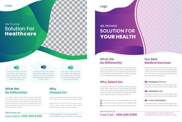Set of medical Flyer Design Template, annual report, brochure cover templates in A4 size, Vector illustrations for medical Healthcare, pharmacy presentation, document cover and layout designs.