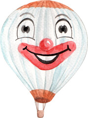 Balloon fiesta and girl character icon watercolor png