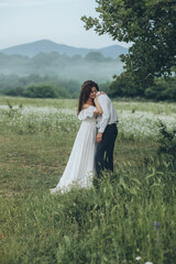 Fototapeta premium Happy couple. Wedding photo. Couple in love. Bride and groom. High quality photo