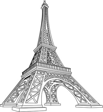 Line drawing of the Eiffel Tower