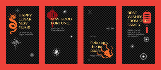 Happy Lunar New Year Set of Templates