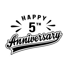 Happy 5th Anniversary. 5 years anniversary design. Vector and illustration.
