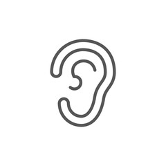 Ear vector icon, hearing symbol. Simple, flat design for web or mobile app