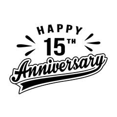 Happy 15th Anniversary. 15 years anniversary design. Vector and illustration.