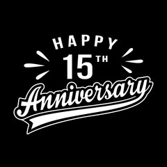 Happy 15th Anniversary. 15 years anniversary design. Vector and illustration.