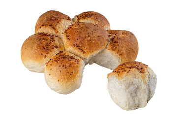 Bread in the form of bricks and flower on a white background
