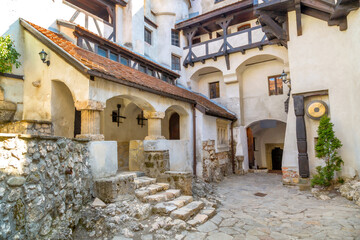 Courtyard of Dracula castle in Bran, Romania