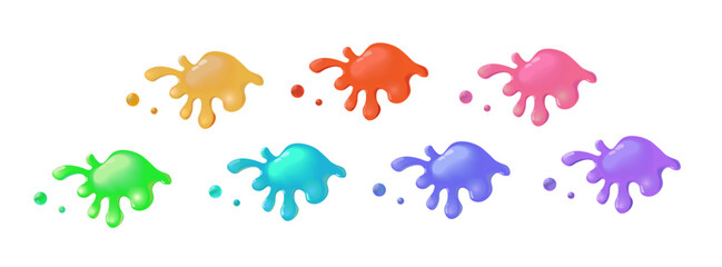 Vector Color Paint Splashes, collection of artistic grungy paint drops.