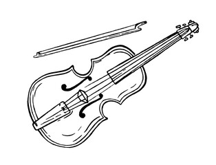 Obraz premium Cello violin musical instrument style hand drawn. Vector black and white doodle illustration