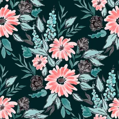 Zelfklevend Fotobehang Watercolor seamless pattern with spring floral bouquets. Vintage botanical illustration. Elegant decoration for any kind of a design. Fashion print with colorful abstract flowers. Watercolor texture.  © Natallia Novik