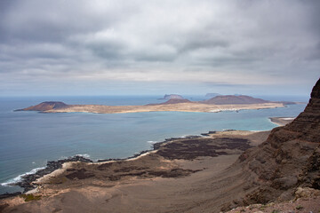Panoramic view of the island of La Graciosa in Lanzarote