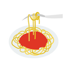 Spaghetti tomato sauce bolognese illustration emoji vector